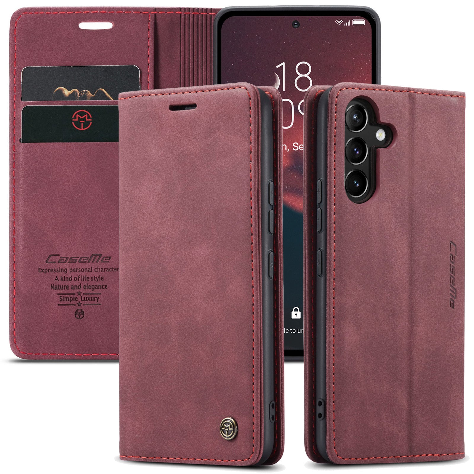 CASEME 013 Series Phone Case for Samsung Galaxy A54 5G PU Leather Case Wallet Stand Shockproof Cover CASEME 013 Series Phone Case for Samsung Galaxy A54 5G PU Leather Case Wallet Stand Shockproof Cover